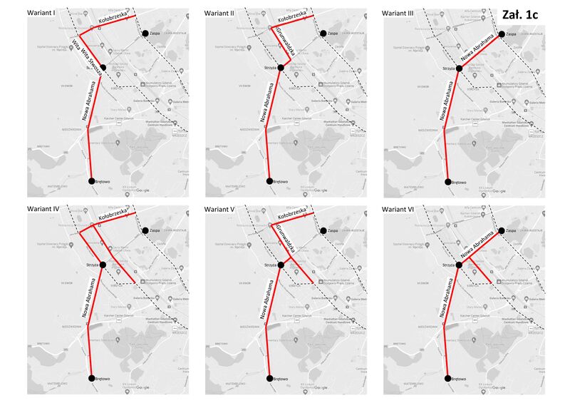 zalacznik 1c. przebieg trasy tramwajowej warianty
