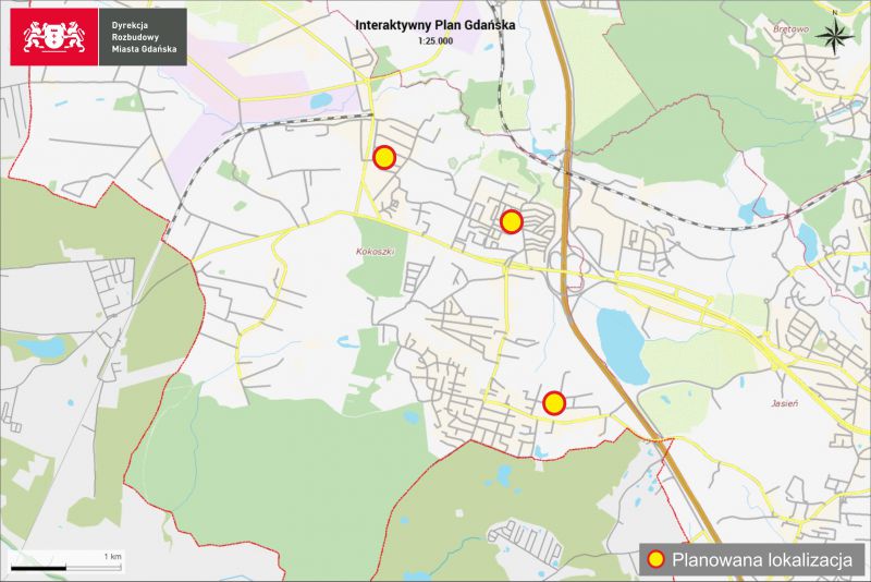 3 tereny Kokoszki mapa